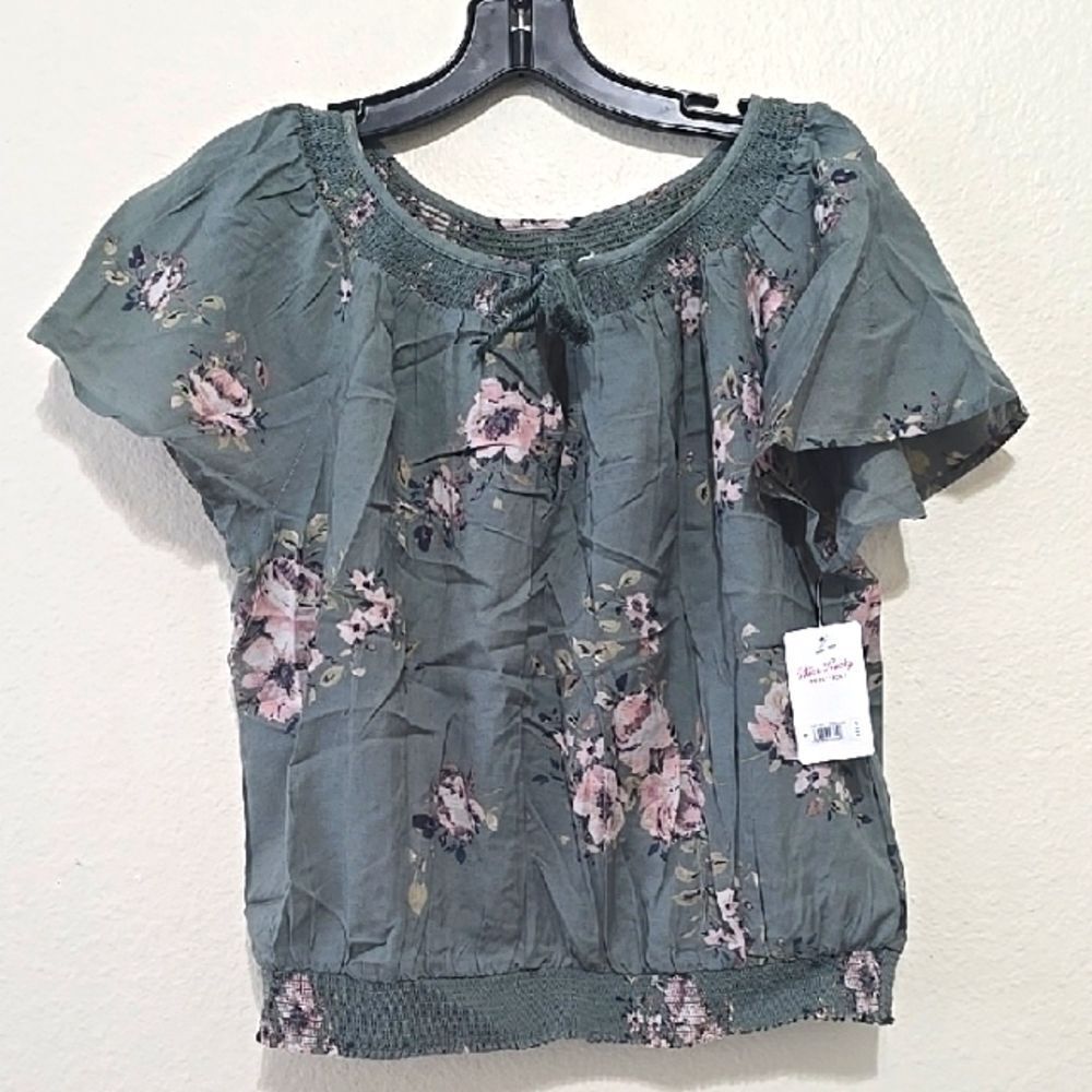 Lucky Brand, Floral Green,‎ Bohemian Top S